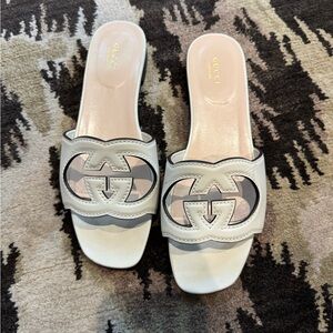 Gucci White Mules Luxurious Leather Design